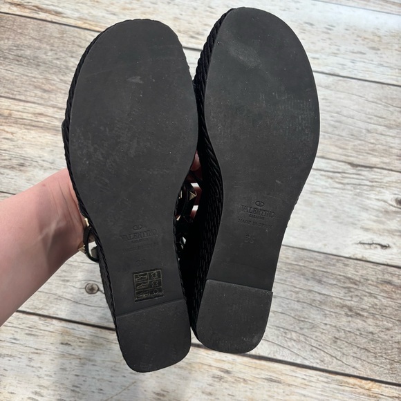 Valentino Rockstud Torchon leather espadrille wedge sandals 38 - Picture 11 of 16